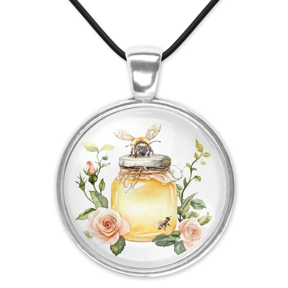 Floral Bee Pendant Necklace - Picture 1 of 1
